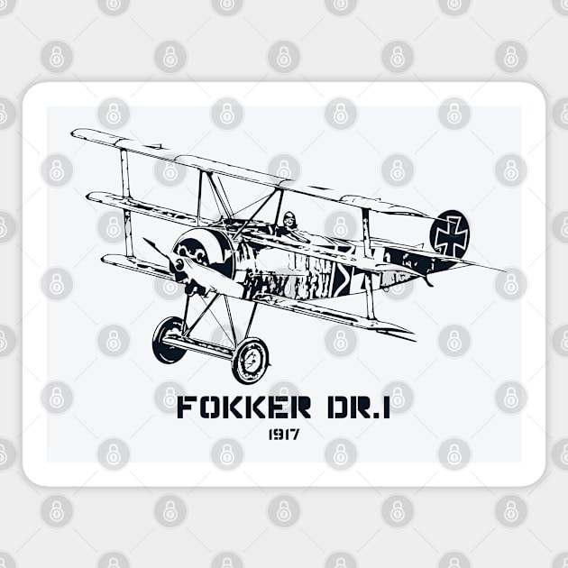 Fokker Dr.I World War I Fighter Plane Sticker by Lakeric